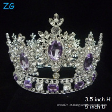 Tiaras de cristal luxuoso diamante roxo Tiara Princesa Crown coroa de noiva coroa de turnê completa rodada